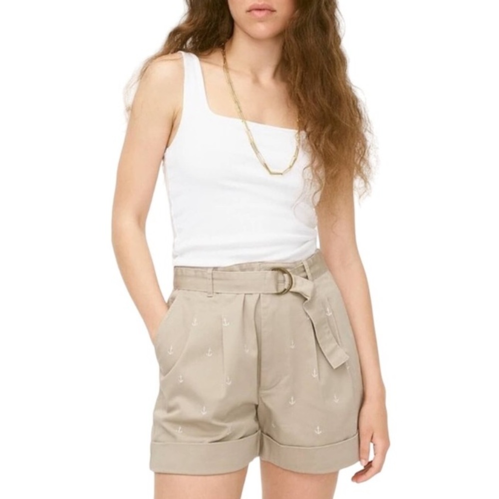 J.Crew embroidered anchor high waisted shorts